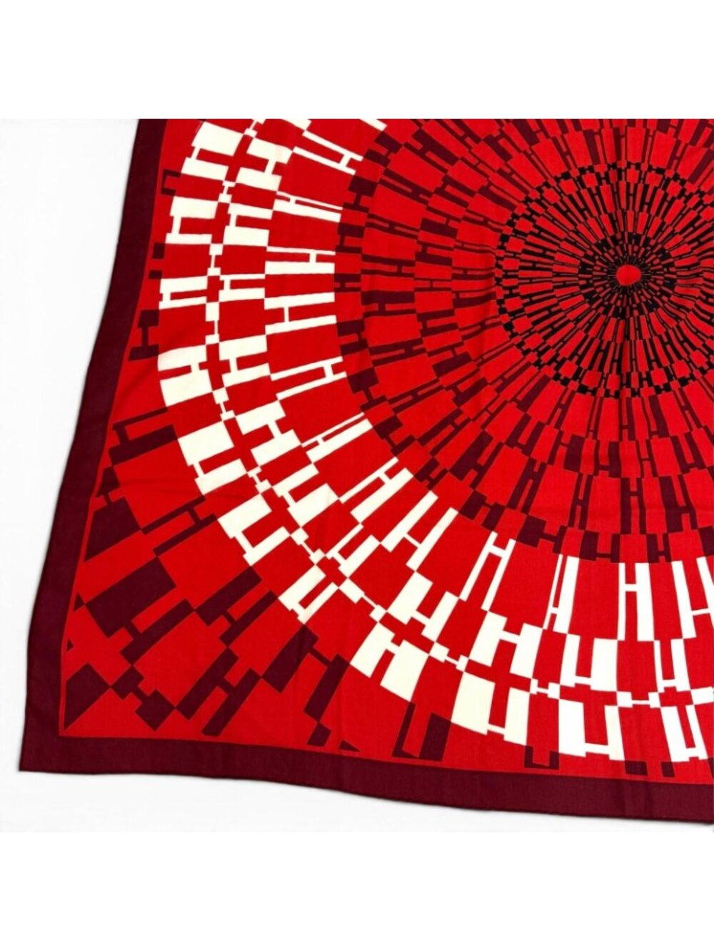Hermes Carre Juan 140 Op H Optical H Cashmere Mixed Shawl Multi Scarf - Picture 8 of 10